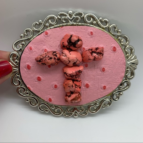 PINK CROSS FAUX OSTRICH WESTERN BELT BUCKLE - Picture 12 of 12